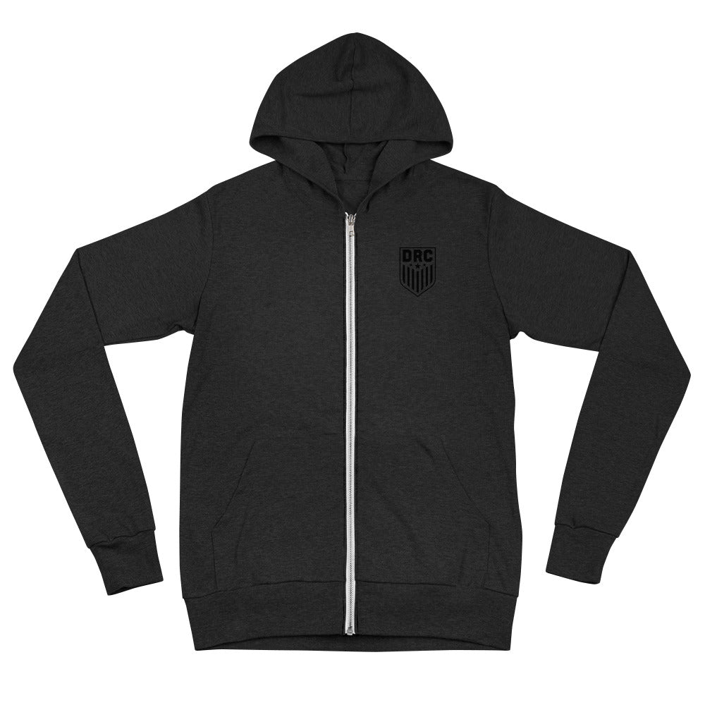 DRC Shield (black logo) Unisex zip hoodie