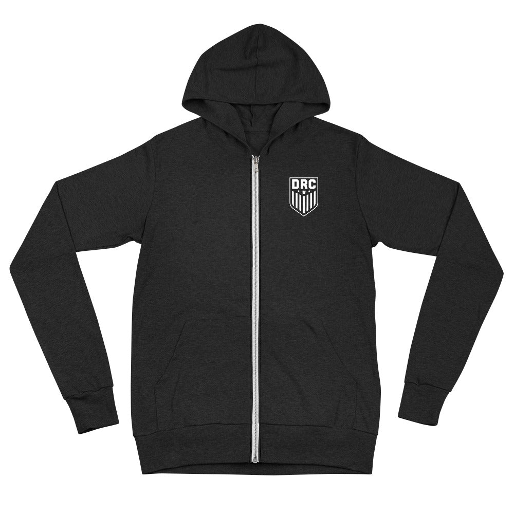 DRC Shield (white logo) Unisex zip hoodie