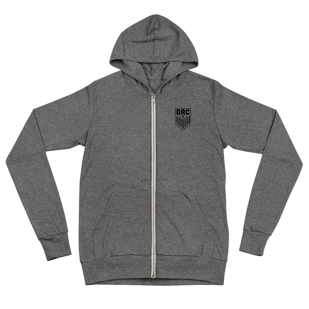 DRC Shield (black logo) Unisex zip hoodie